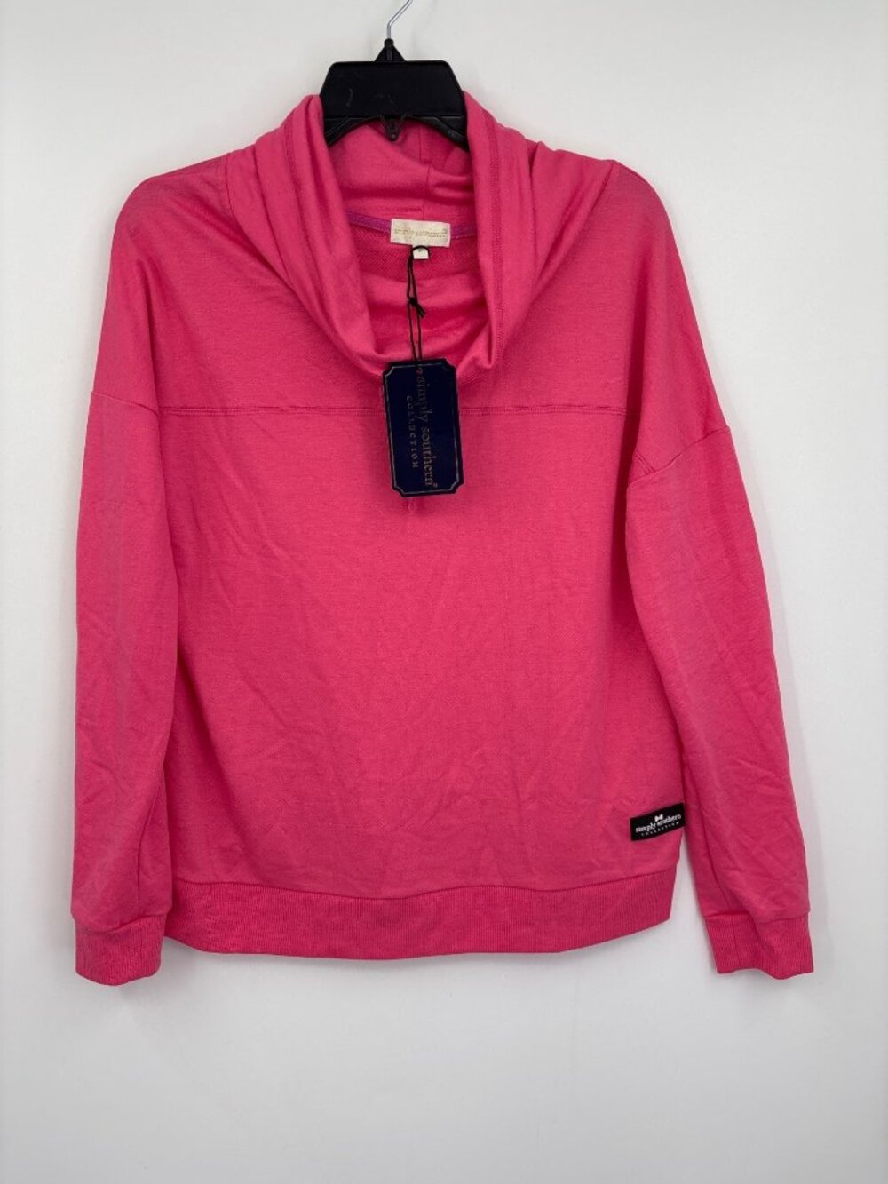 Simply Southern Cowl Neck Long Sleeve Sweatshirt Pink Small NEW